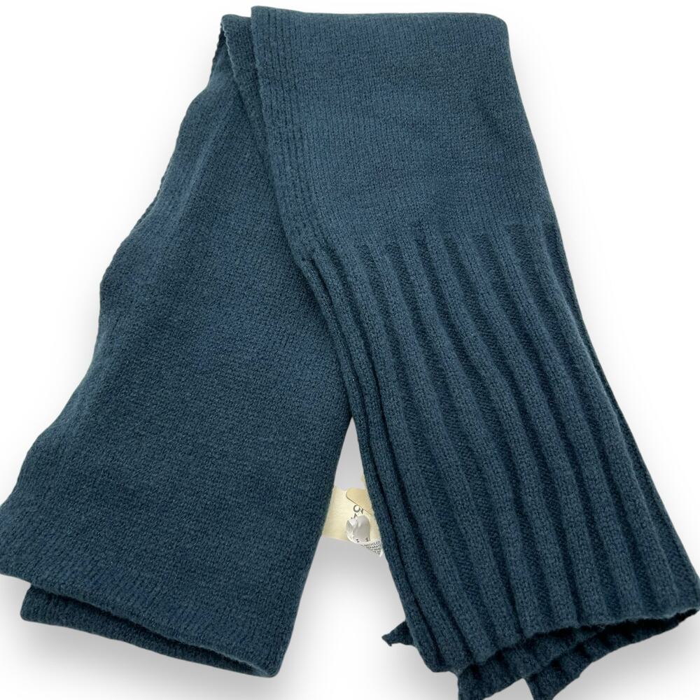 NEW On 34th Wide-Ribbed Solid Knit Scarf Navy Blue Winter Wrap Unisex Men's